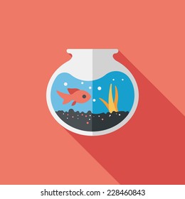 Pet Fish Bowl Flat Icon With Long Shadow,eps10