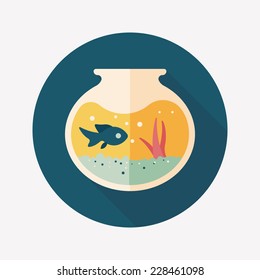 Pet Fish Bowl Flat Icon With Long Shadow,eps10