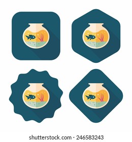 Pet fish bowl flat icon with long shadow,eps10