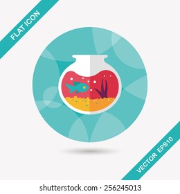Pet fish bowl flat icon with long shadow,eps10