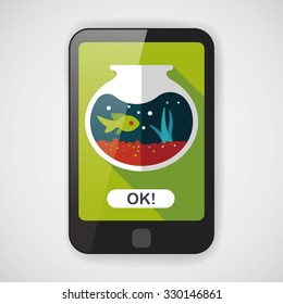 Pet fish bowl flat icon with long shadow,eps10
