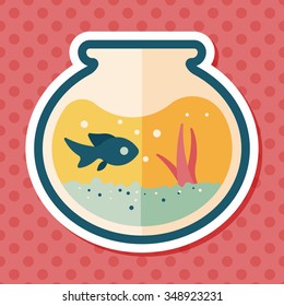 Pet fish bowl flat icon with long shadow,eps10