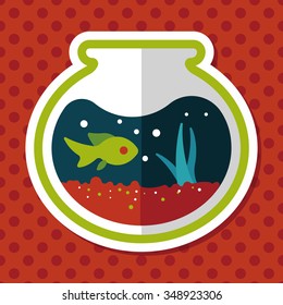 Pet fish bowl flat icon with long shadow,eps10