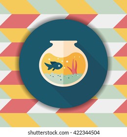 Pet fish bowl flat icon with long shadow,eps10