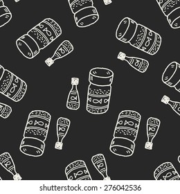 Pet fish feed  doodle seamless pattern background