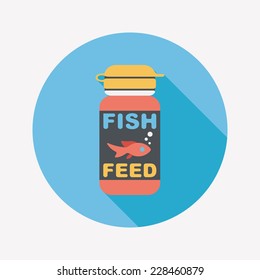 Pet Fish Feed Flat Icon With Long Shadow, Eps10