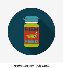 Pet fish feed flat icon with long shadow, eps10