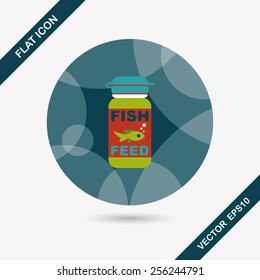 Pet fish feed flat icon with long shadow, eps10