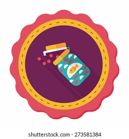 Pet fish feed flat icon with long shadow, eps10