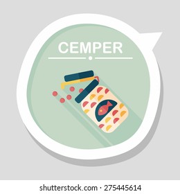 Pet fish feed flat icon with long shadow, eps10