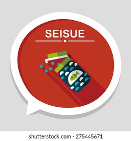 Pet fish feed flat icon with long shadow, eps10