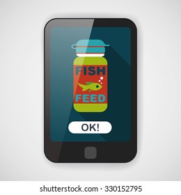 Pet fish feed flat icon with long shadow, eps10