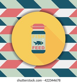 Pet fish feed flat icon with long shadow, eps10