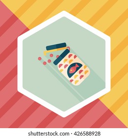 Pet fish feed flat icon with long shadow, eps10
