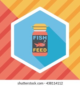 Pet fish feed flat icon with long shadow, eps10