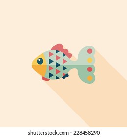 Pet fish flat icon with long shadow,eps10