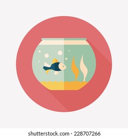 Pet fish flat icon with long shadow,eps10