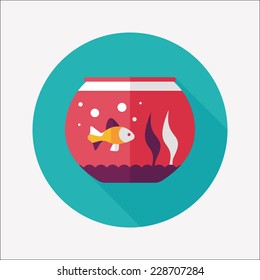 Pet fish flat icon with long shadow,eps10
