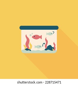 Pet fish flat icon with long shadow,eps10