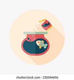 Pet fish flat icon with long shadow,eps10