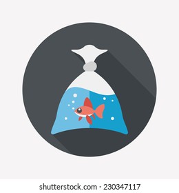 Pet fish flat icon with long shadow,eps10