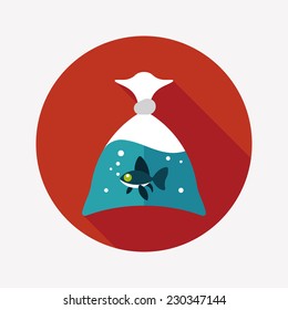 Pet fish flat icon with long shadow,eps10