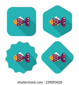 Pet fish flat icon with long shadow, eps10