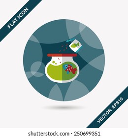 Pet fish flat icon with long shadow,eps10