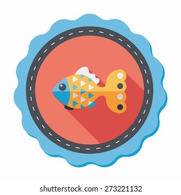 Pet fish flat icon with long shadow,eps10