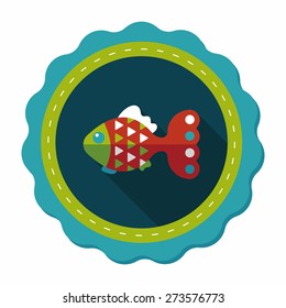 Pet fish flat icon with long shadow,eps10