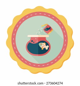 Pet fish flat icon with long shadow,eps10
