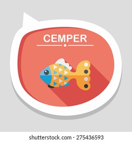 Pet fish flat icon with long shadow,eps10