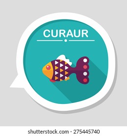 Pet fish flat icon with long shadow,eps10