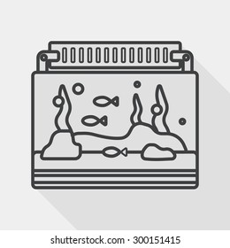 Pet fish flat icon with long shadow, line icon