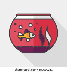 Pet fish flat icon with long shadow,eps10
