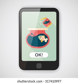 Pet fish flat icon with long shadow,eps10