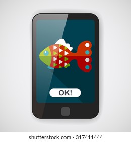 Pet fish flat icon with long shadow,eps10