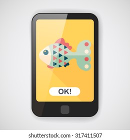 Pet fish flat icon with long shadow,eps10