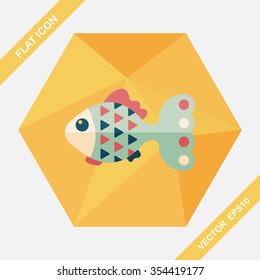 Pet fish flat icon with long shadow,eps10
