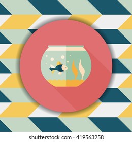 Pet fish flat icon with long shadow,eps10