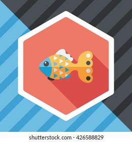 Pet fish flat icon with long shadow,eps10