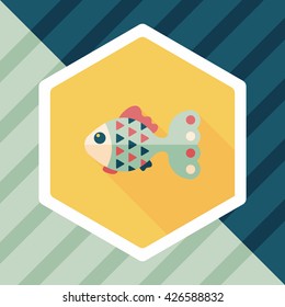 Pet fish flat icon with long shadow,eps10