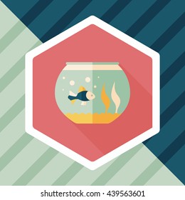 Pet fish flat icon with long shadow,eps10