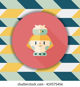 Pet fish and girl friendship flat icon with long shadow,eps10
