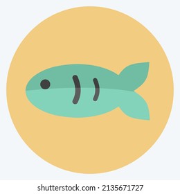 Pet Fish I Icon in trendy flat style isolated on soft blue background