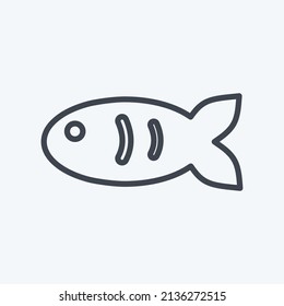 Pet Fish I Icon in trendy line style isolated on soft blue background