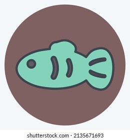 Pet Fish II Icon in trendy color mate style isolated on soft blue background