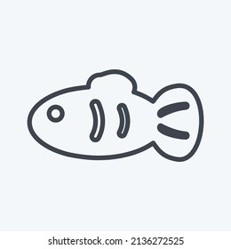 Pet Fish II Icon in trendy line style isolated on soft blue background