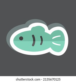 Pet Fish II Sticker in trendy isolated on black background