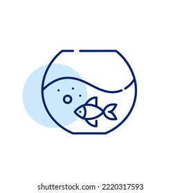 Pet fish in a tank. Pixel perfect, editable stroke icon